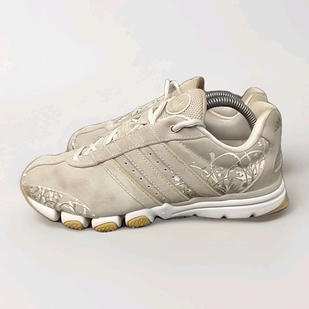 Adidas ClimaCool Sneakers Women Size 9 Tan Suede Floral Graphics 077003